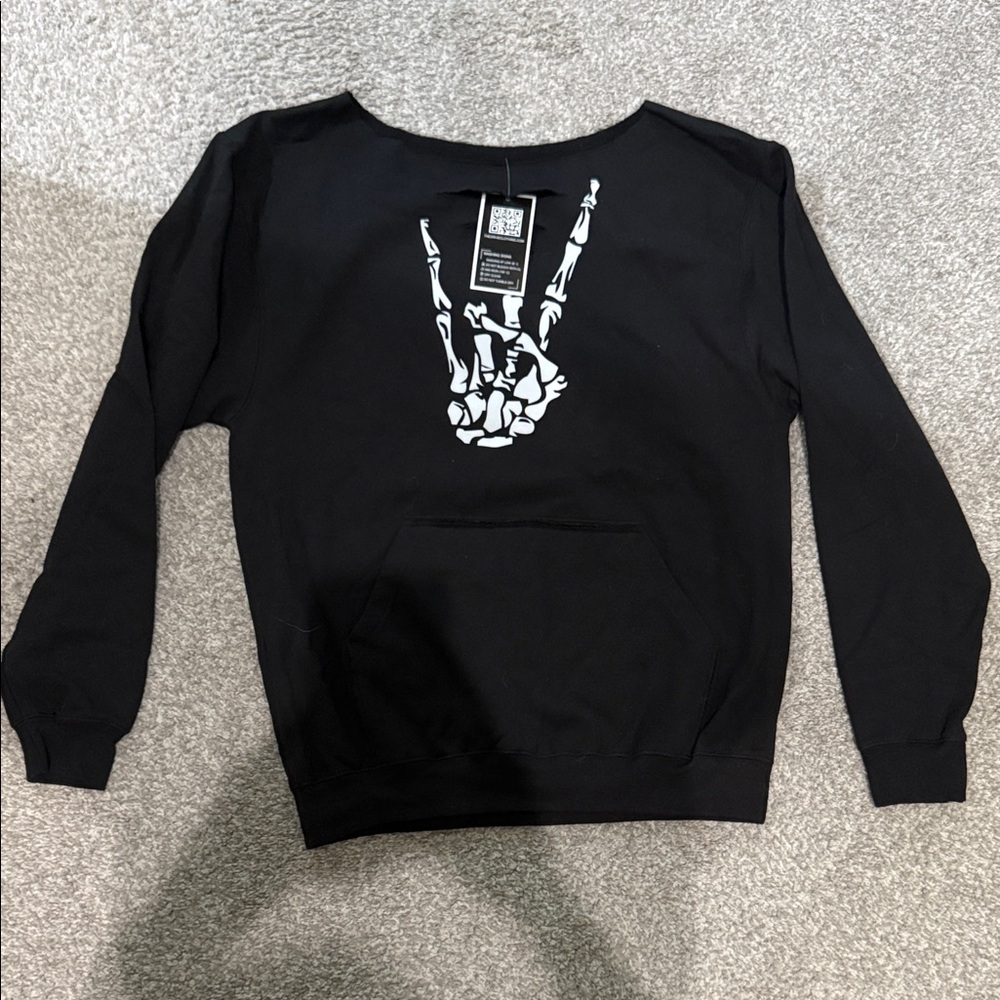 Black Sweatshirt with Skeleton Graphic